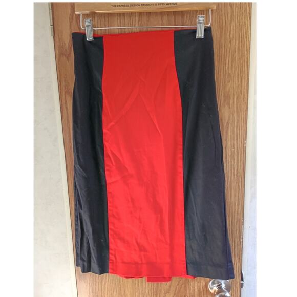 Worthington Colorblock Pencil Skirt Red Black Executive Chic Minimalist 10 - Picture 8 of 8